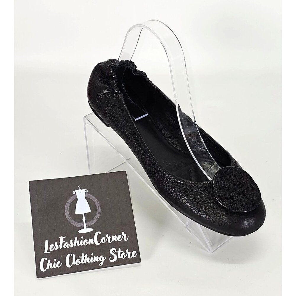Tory Burch Women's Black Leather Ballet Flat Minnie Travel Flats Size 8 - Picture 13 of 14
